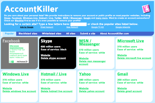 Accountkiller: удалить аккаунт в интернете легко