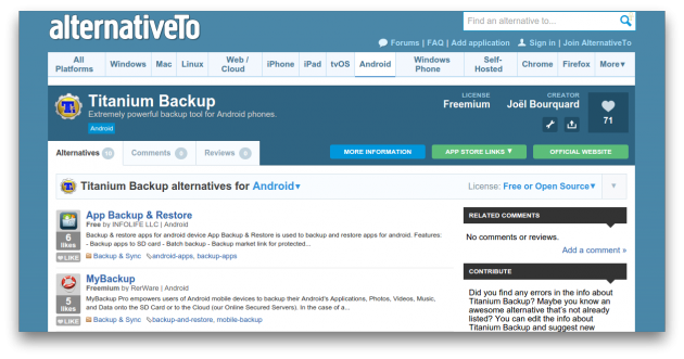 alternativeto.net — приложения для android бесплатно