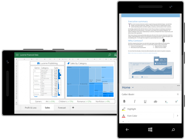 Windows 10 Mobile: приложения MS Office