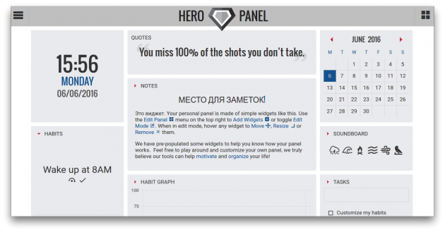 Hero Panel view