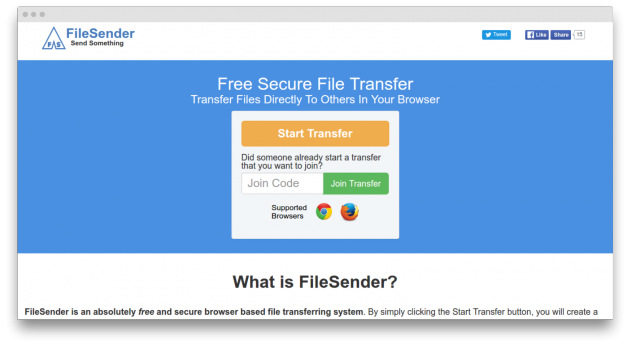 FileSender screen