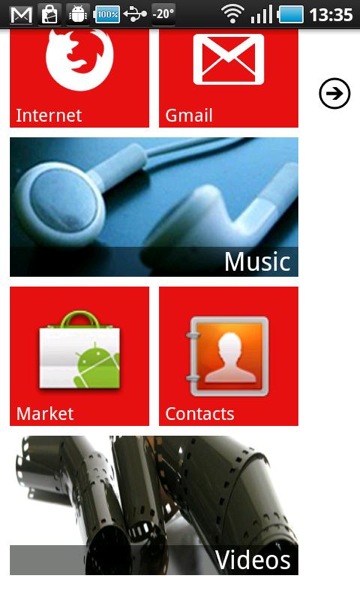 Launcher 7, стартовый экран на Android, Windows Phone 7