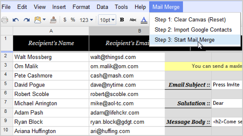 Персонализированная рассылка писем с помощью Gmail и Google Docs