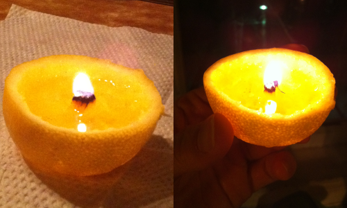 натуральная свеча из лимонной кожуры