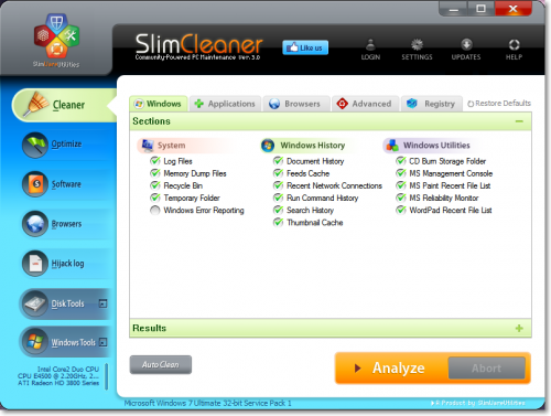 SlimCleaner - отличный бесплатный оптимизатор Windows