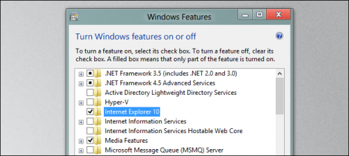 Как отключить Internet Explorer 10 в Windows 8