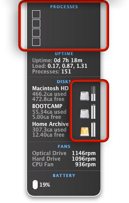 Сбоившие элементы виджета при работе в среде OS X Mountain Lion.