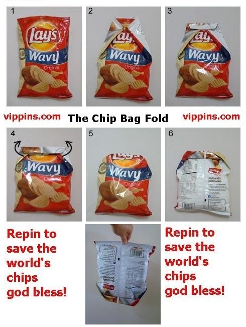 Как закрыть пакет с чипсами