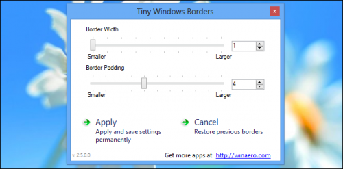 Меняем цвет и толщину рамки окна в Windows 8
