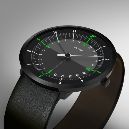 DUO — новые часы с зелёно-чёрным циферблатом и поддержкой двух часовых поясов.