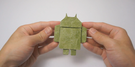Как сделать оригами зеленого робота Android