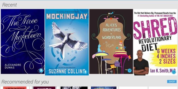 Google Play Books позволяет загружать свои книги в формате EPUB и PDF