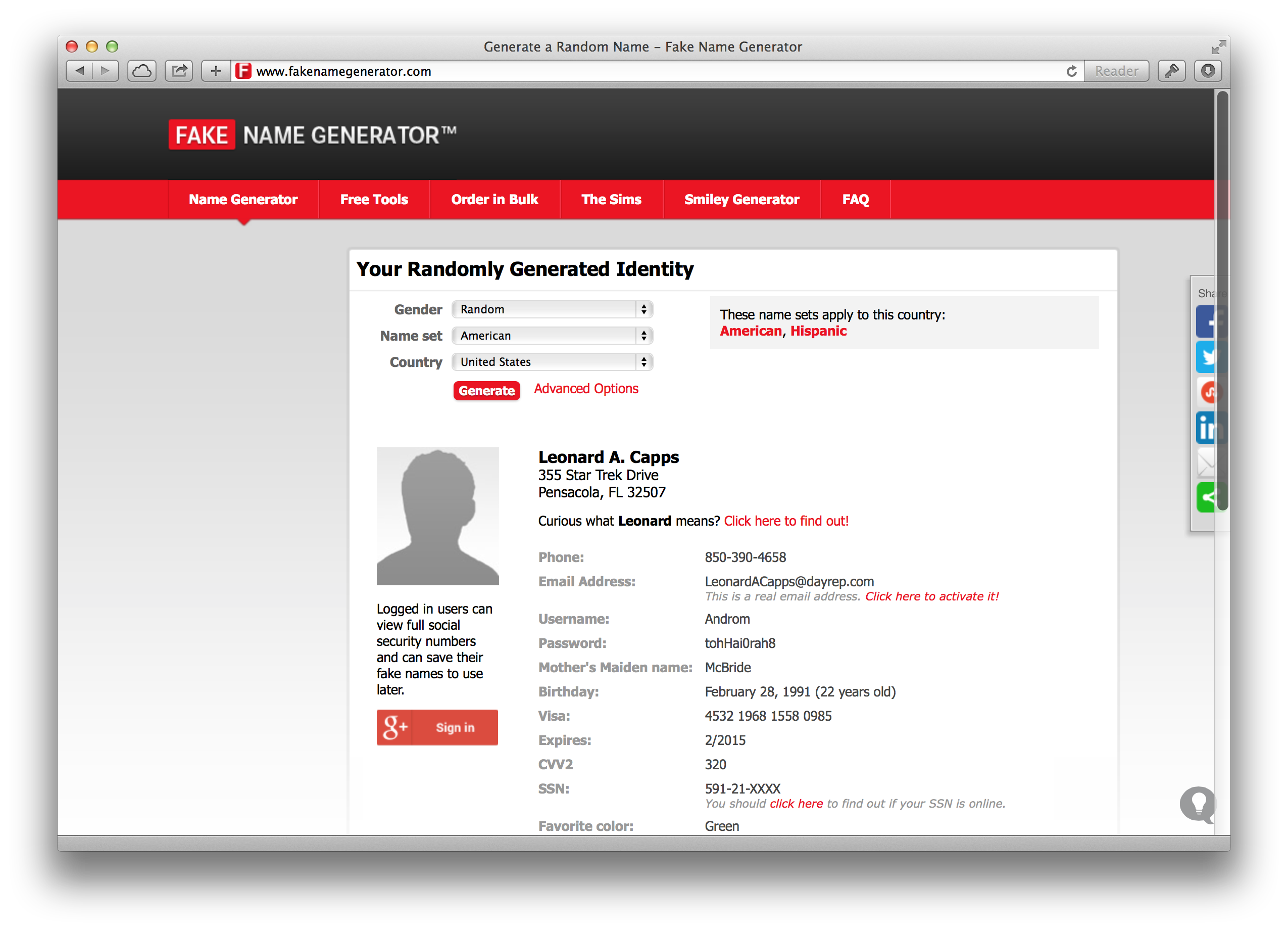 FakeNameGenerator создаст для вас альтернативную личность в&nbsp;Сети