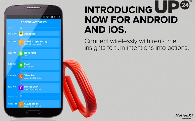 Вышло приложение-спутник браслета Jawbone UP для Android