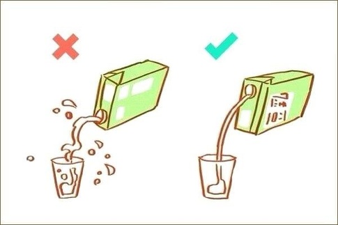 Наливайте сок из тетрапака колпачком вверх, а не вниз