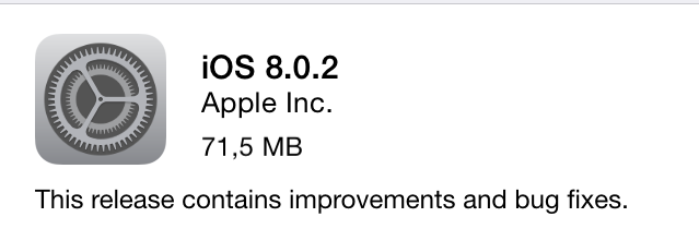 Вышла iOS 8.0.2