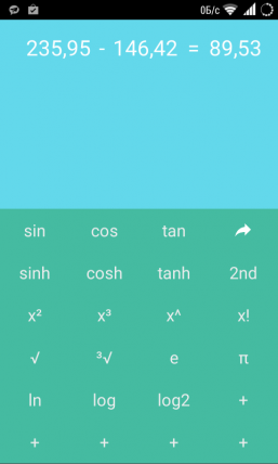 Калькулятор Calc+ для Android: тригонометрические функции