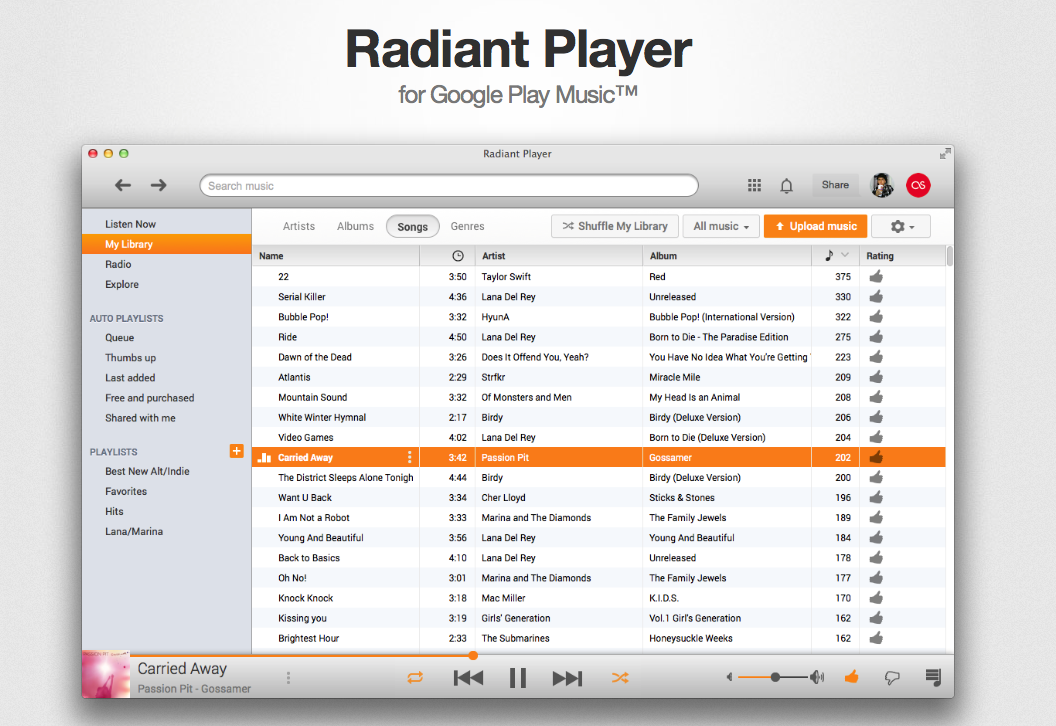 Radiant Player для Mac — отличный плеер Google Music