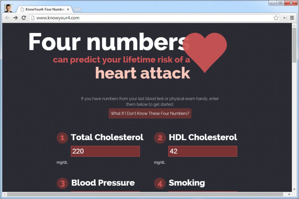 Расчёт риска сердечного приступа по артериальному давлению и уровню холестирола