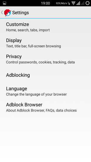 AdBlock Browser settings