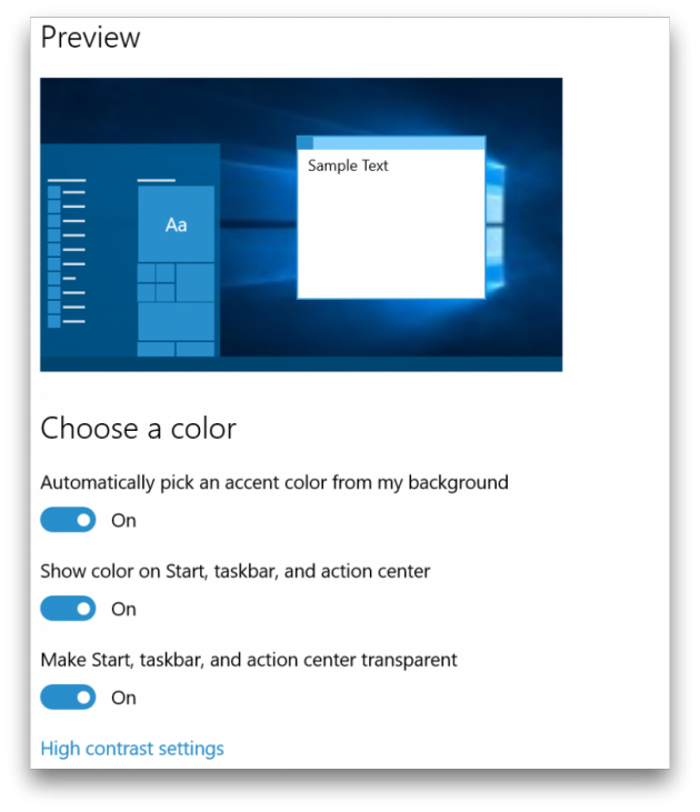 Windows 10 build 10525 color