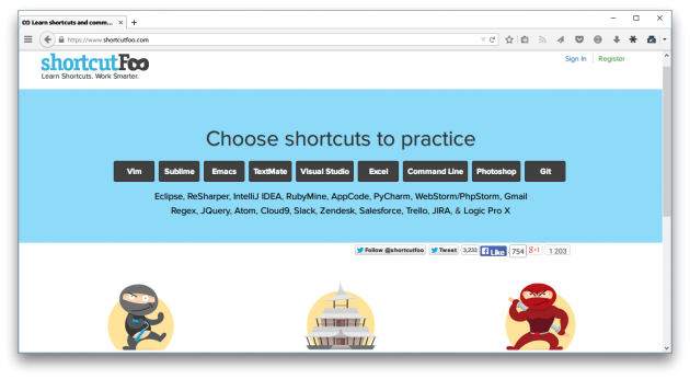 Обзор небольших веб-приложений: ShortcutFoo