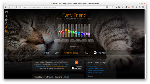 Обзор небольших веб-приложений: Cat Purr Noise Generator