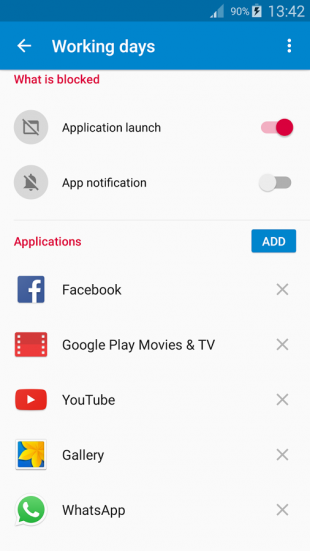 AppBlock: список приложений