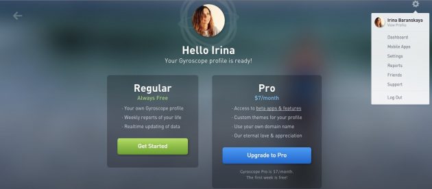 Gyroscope: профиль пользователя