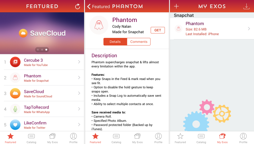 Tweak приложение. Snapchat Phantom. Tweak Store .. Featured Snaps. Once received