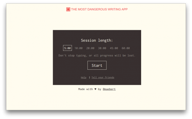  The Most Dangerous Writing App: выбор времени