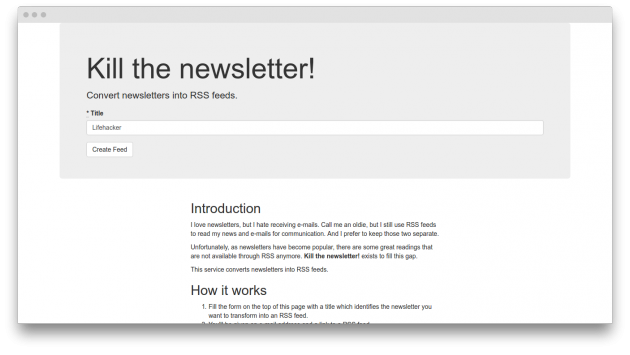 Kill the newsletter: сайт