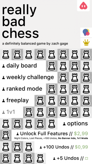 Really Bad Chess: меню