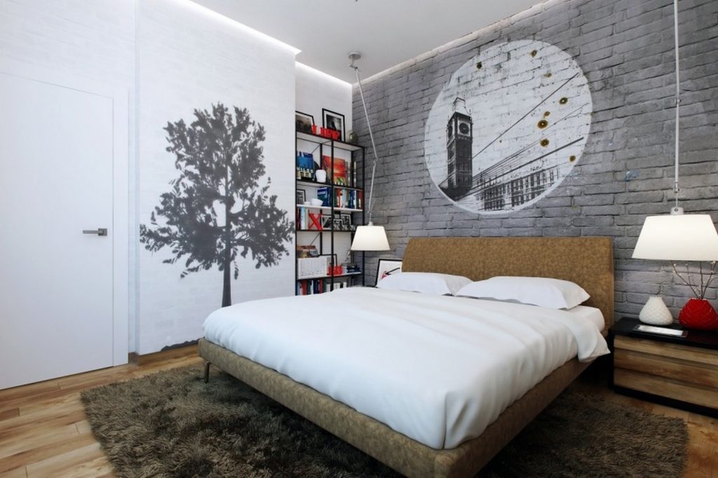 Маленькая спальня: акцент на стенах