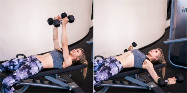 Тренировка мышц груди упражнениями с отягощениями