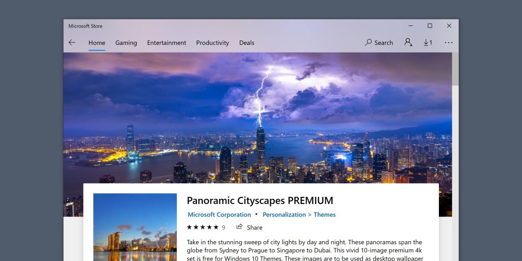 Темы для Windows 10: Panoramic Cityscapes