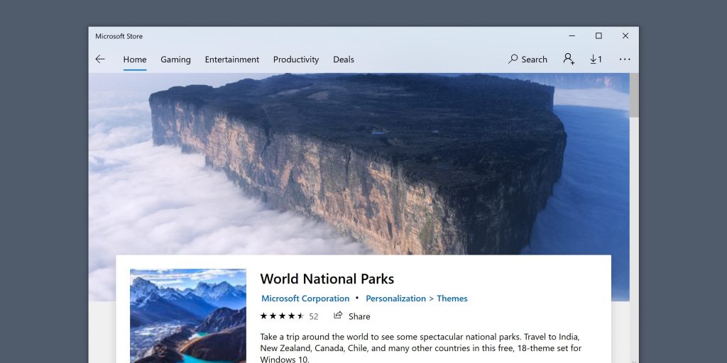 Темы для Windows 10: World National Parks