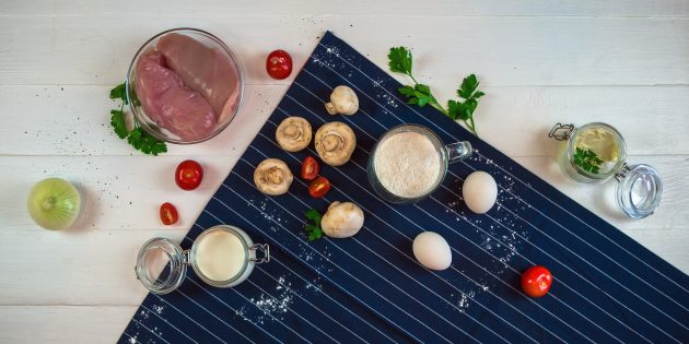 Рецепт пирога киш с курицей и грибами