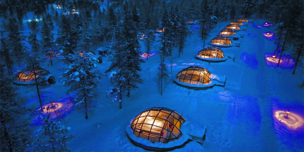 Отель с домиками эскимосов, Финляндия