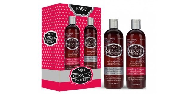 Оригинальные подарки на 8 Марта: Набор Hask KERATIN для придания гладкости волосам