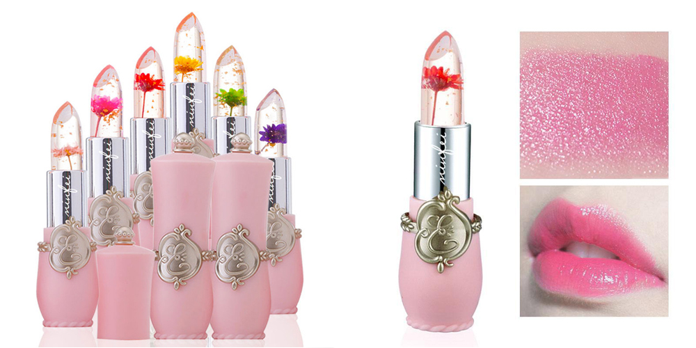 помада с цветами внутри. прозрачная помада с блестками. прозрачная помада для губ с цветком. дорогая помада. помада jelly flower lipstick.