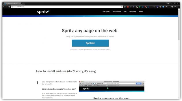 Скорочтение в интернете: Spritzlet