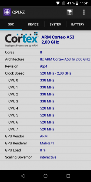 Ulefone Power 5. CPU-Z