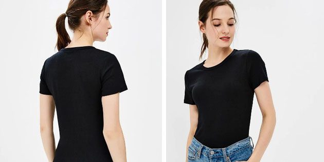 Базовые женские футболки из европейских магазинов: Базовая футболка с круглой горловиной
