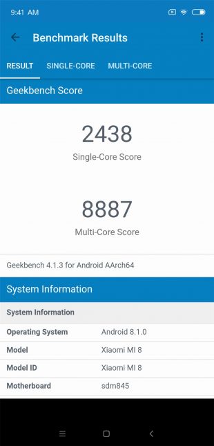 обзор Xiaomi Mi 8: GeekBench
