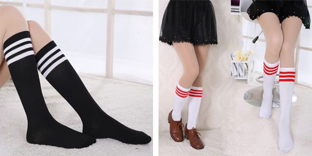 Красивые носки: длинные носки с полосками