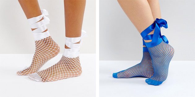 Красивые носки: носки с атласными бантами