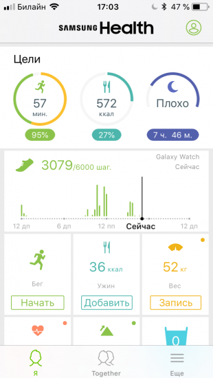 Обзор Galaxy Watch: Samsung Health