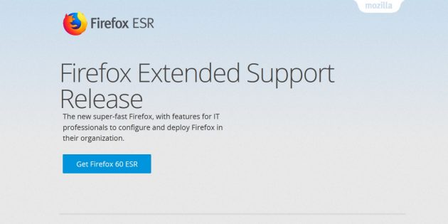 Версии Firefox: Firefox Extended Support Release