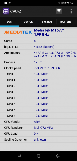 Doogee S90: CPU-Z (SOC)